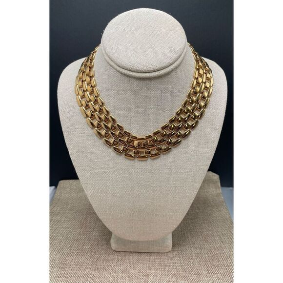 NAPIER gold plated vintage necklace panther link - Picture 1 of 8